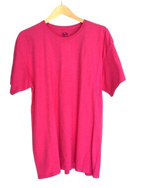 FRUIT OF THE LOOM-MENS 100%COTTON PINK SHORT SLEEVE CREW NECK T-SHIRT SIZE LARGE